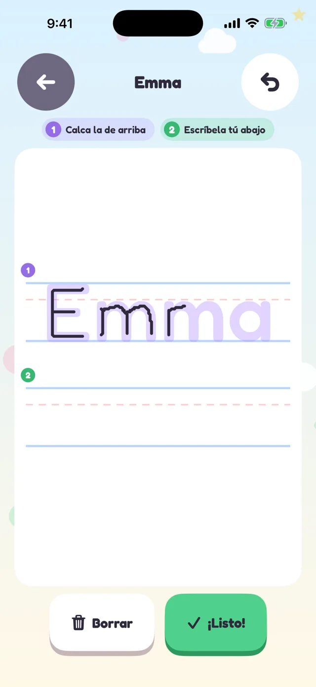 Pantalla de Momu: Aprende a escribir